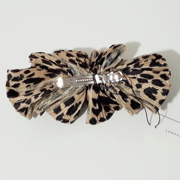 NWT Loeffler Randall leopard print ruched satin-like barrette hair clip - Picture 10 of 10
